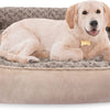Rectangle Dog Bed for Large Medium Small Dogs - Washable Orthopedic Sofa Bed, Soft Breathable Puppy & Pet Cuddler, Durable Calming Dog Bed with Anti-Slip Bottom, Multiple Sizes, Beige