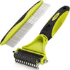 Pet Dematting Tool 2 Pack - Double Sided Undercoat Rake & Dematting Comb for Detangling Matted or Knotted Undercoat Hair, Great for Medium or Long-Haired Dogs & Cats