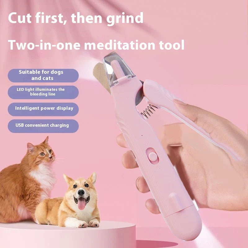 2 in 1 Pet Nail Clippers with Led Light Paw Nail Trimmer Pet Supplies