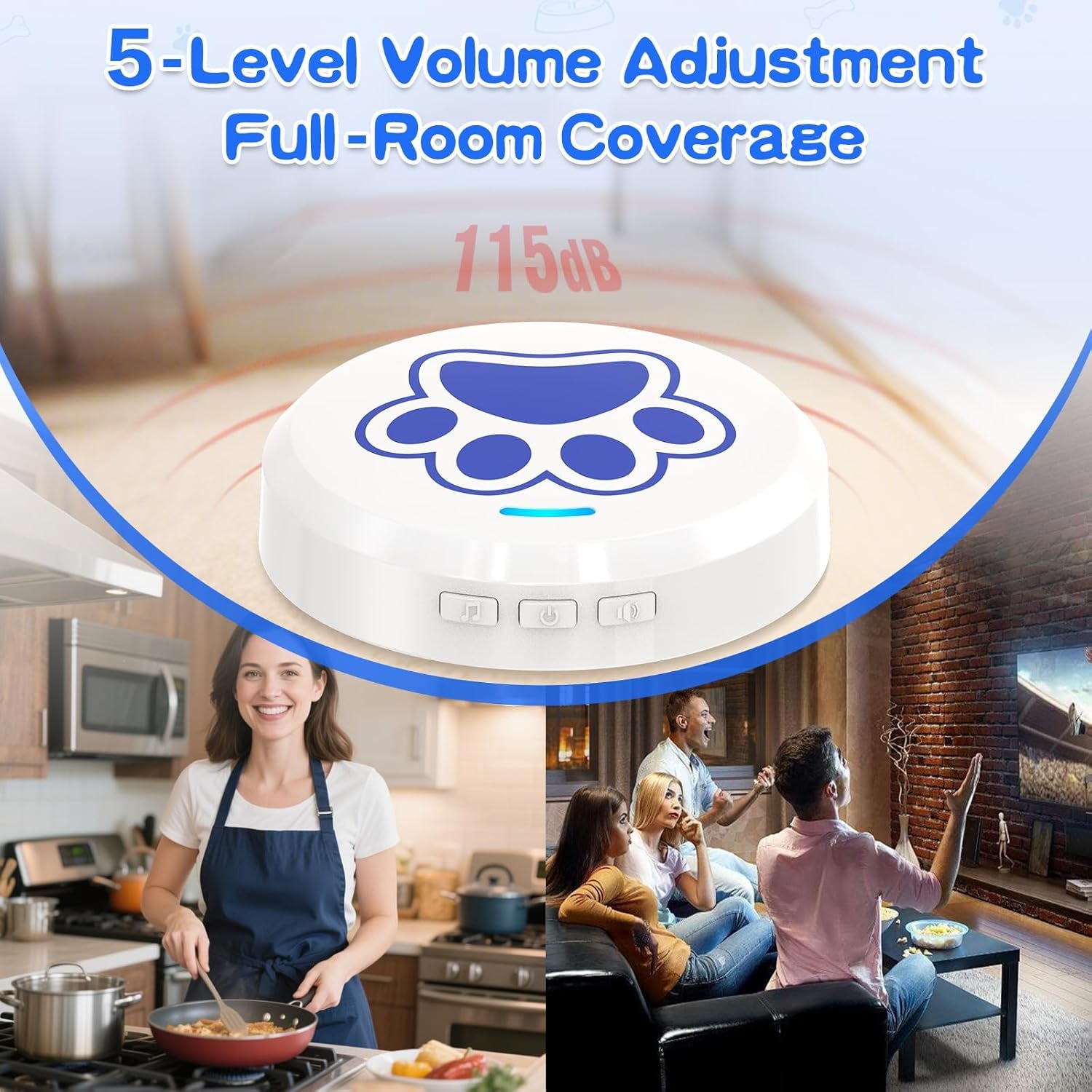 Dog Training Bells for Door - Dog Door Bell for with 28 Custom Sounds | Dog Bell for Door Potty Training | Chew-Proof & Adjustable Volume (0-115Db) | Teach Puppies to Signal to Go Outside