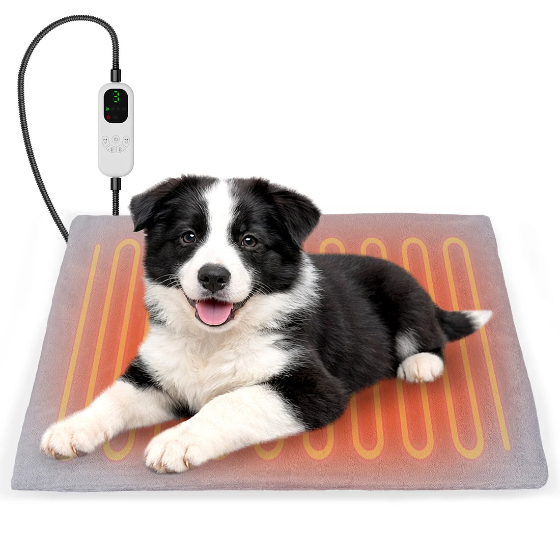 Pet Heated Pad, 24" Winter Heating Pad for Dogs Cats, 9-Level Temp Control with Timer, Safe Heated Mat Overheat Protection & Chew-Proof Cord