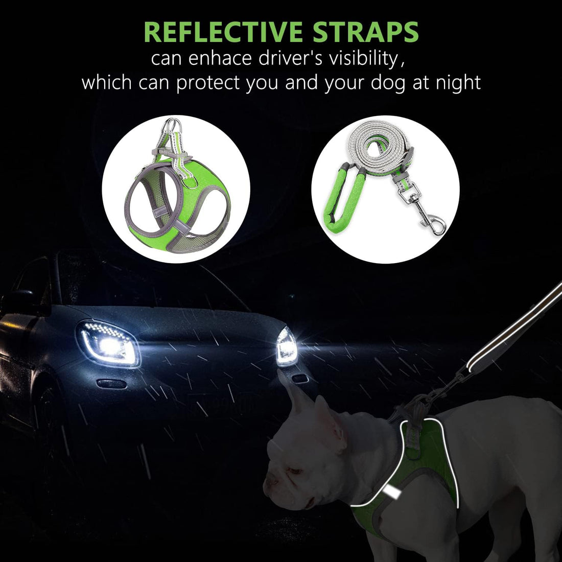 Dog Harness, Dog Harness and Leash Set, Pet Vest Harness, Puppy Cat Vest Harness Escape Proof, Chihuahua Harness, XXS Puppy Harness, Dog Vest Harnesses for Small Dogs Cats (A-1-Green, XXXS)