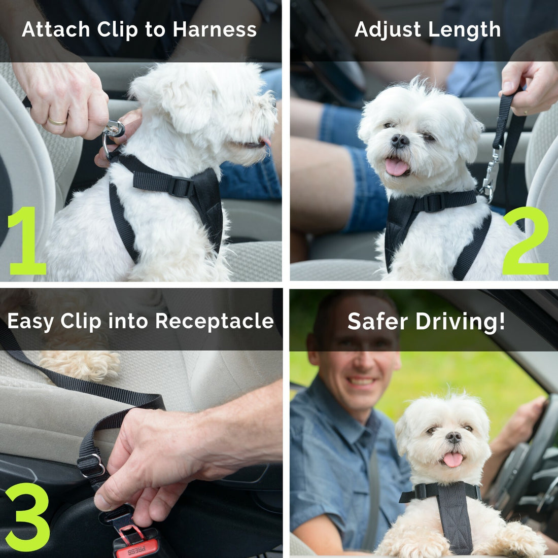 Dog Seat Belt Leash Pet Seatbelt Car ELASTIC Safety Adjustable Harness 2 Pack