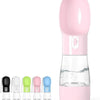 Portable Dog Water Bottle - Leak Proof Dog Water Dispenser with Bowl & Food Container, Dishwasher Safe Food Grade Plastic for Pet Puppy Outdoor Walking Hiking Travel Pink