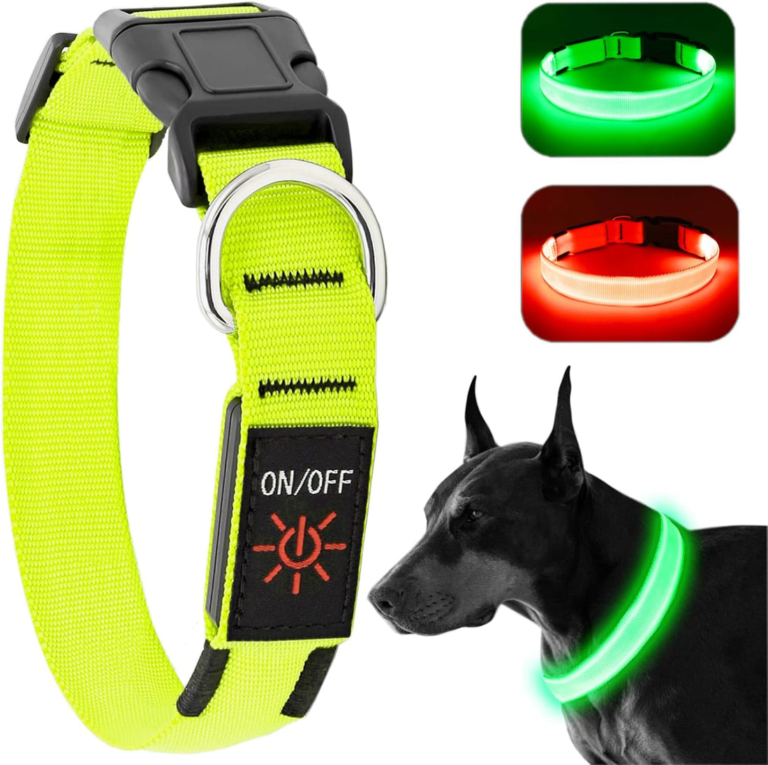LED Dog Collar - Adjustable, Rechargeable, Waterproof