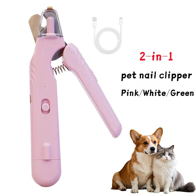 2 in 1 Pet Nail Clippers with Led Light Paw Nail Trimmer Pet Supplies