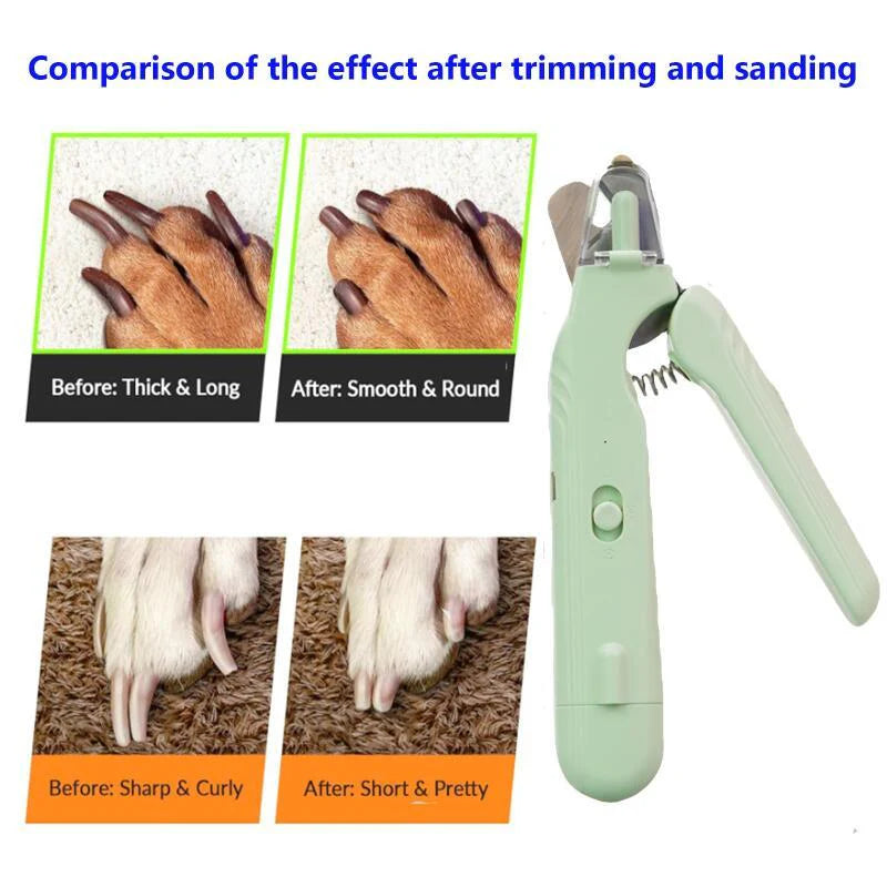 2 in 1 Pet Nail Clippers with Led Light Paw Nail Trimmer Pet Supplies