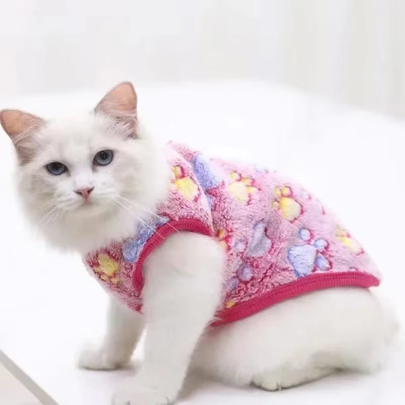 Cartoon Fleece Pet Cat Clothes Winter Warm Pet Dog Vest Puppy Cat Sweater Dog Clothes for Small Dogs Cats Coat Jacket Pet Outfit