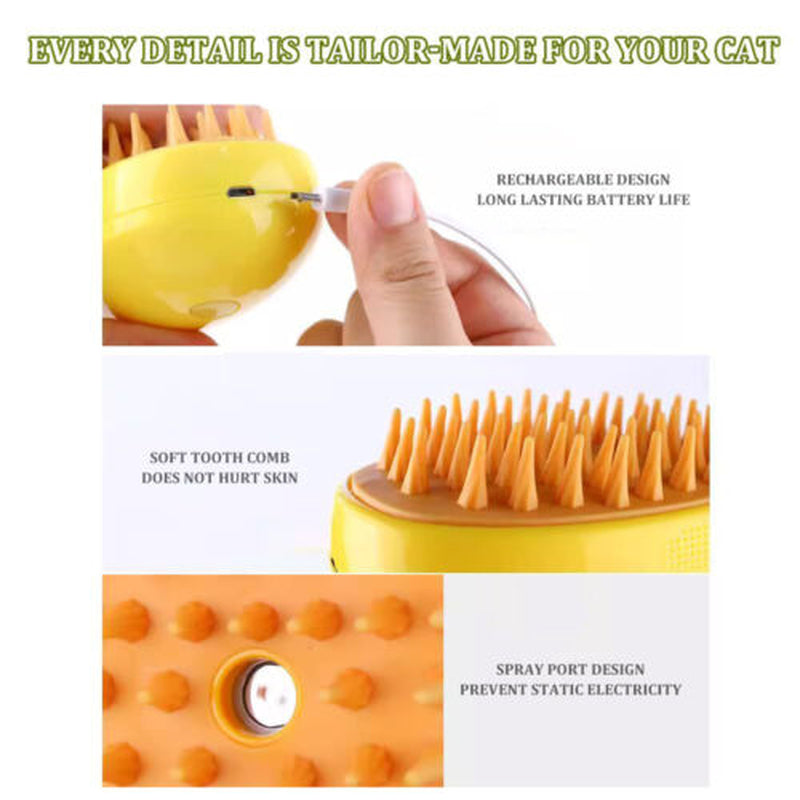 Rechargeable Shedding Hair Spray Hot Steam Easy Pet Grooming Brush for Cat, Dog