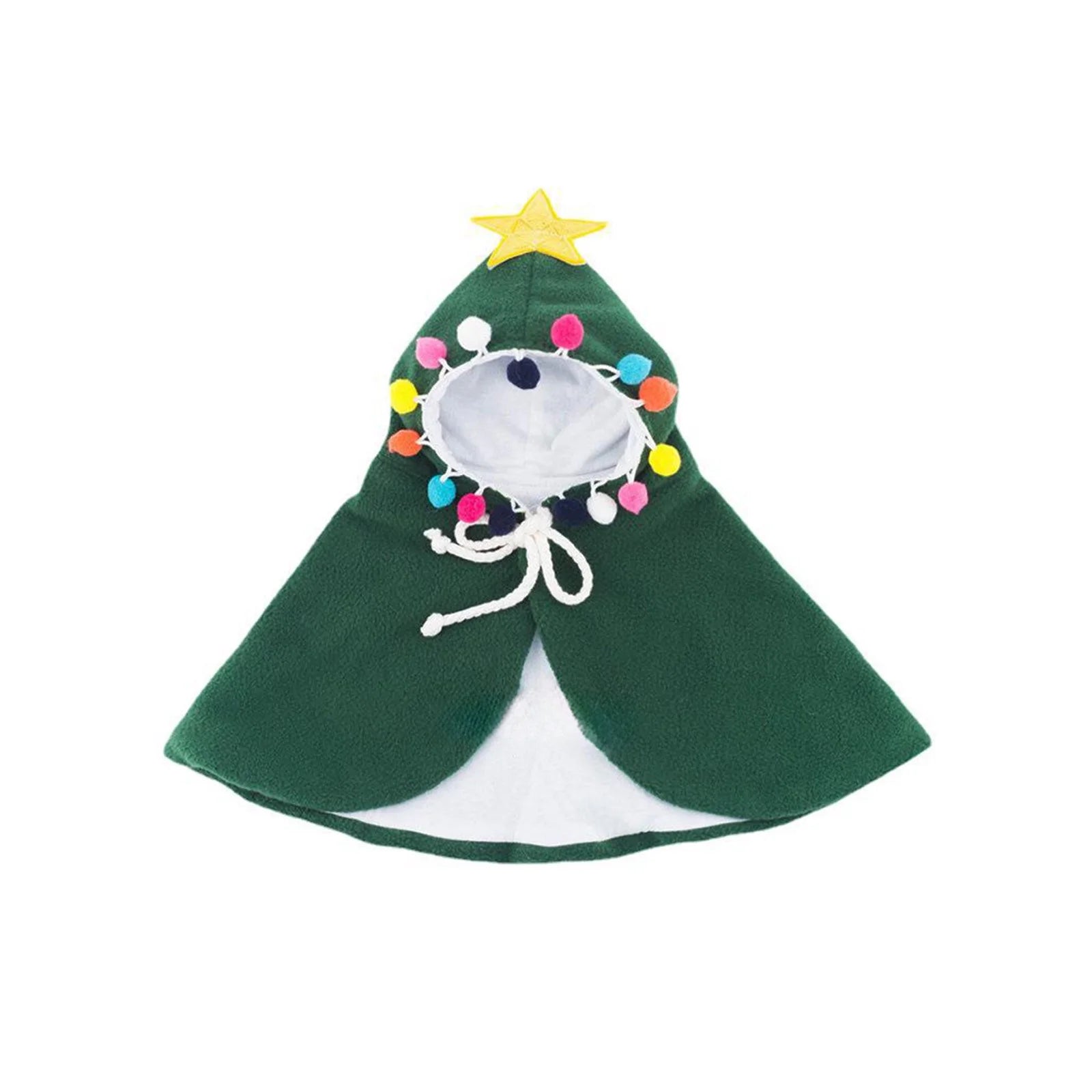 Festive Pet Christmas Tree Costume with Soft Plush Lining Adjustable Cape Holiday Party Outfit for Cats and Small Dogs