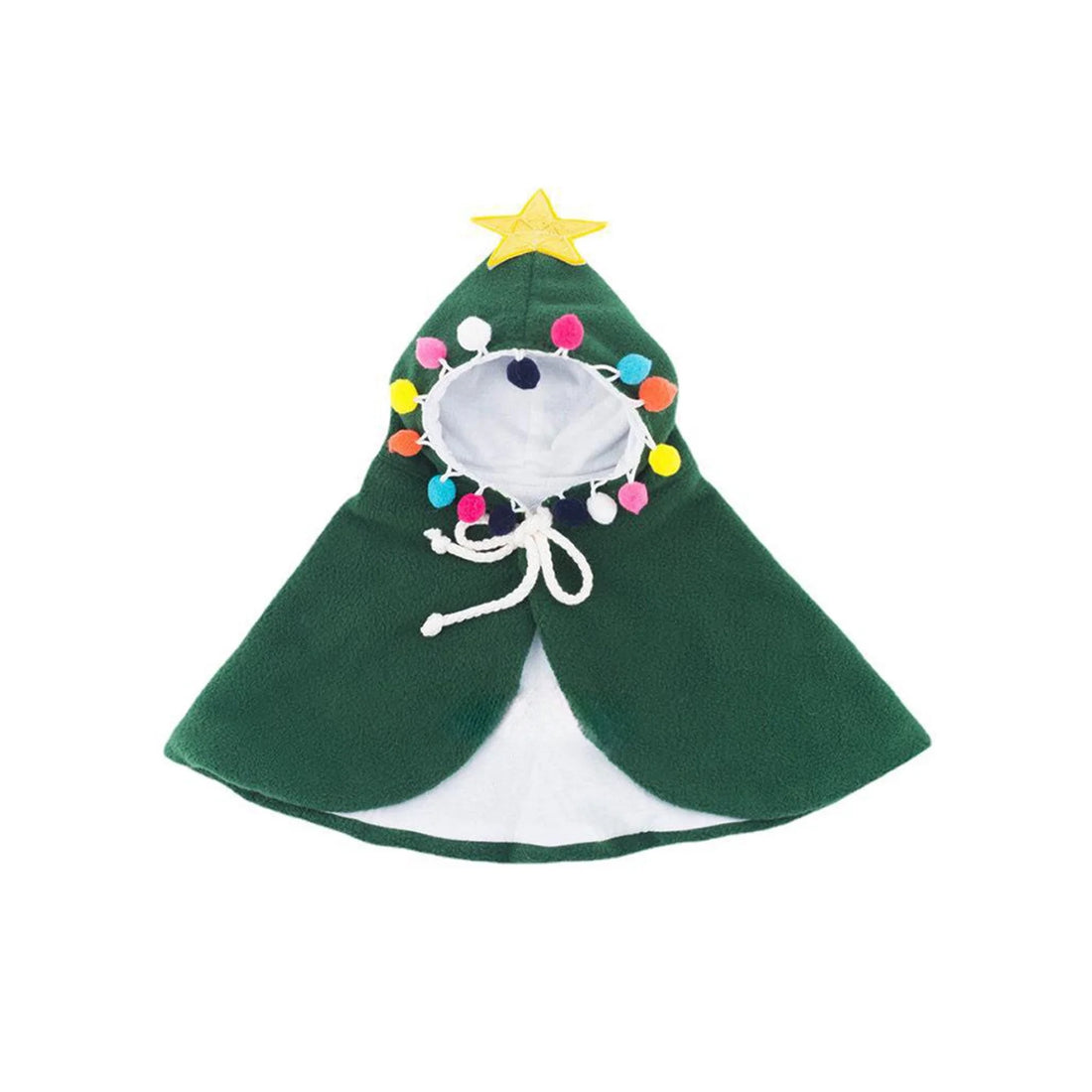 Festive Pet Christmas Tree Costume with Soft Plush Lining Adjustable Cape Holiday Party Outfit for Cats and Small Dogs