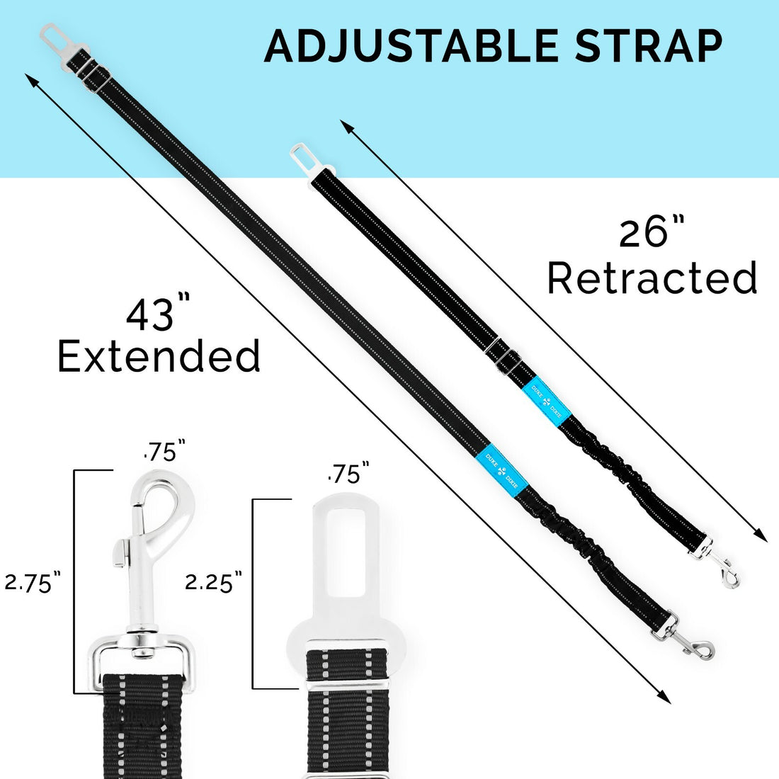 Dog Seat Belt Leash Pet Seatbelt Car ELASTIC Safety Adjustable Harness 2 Pack