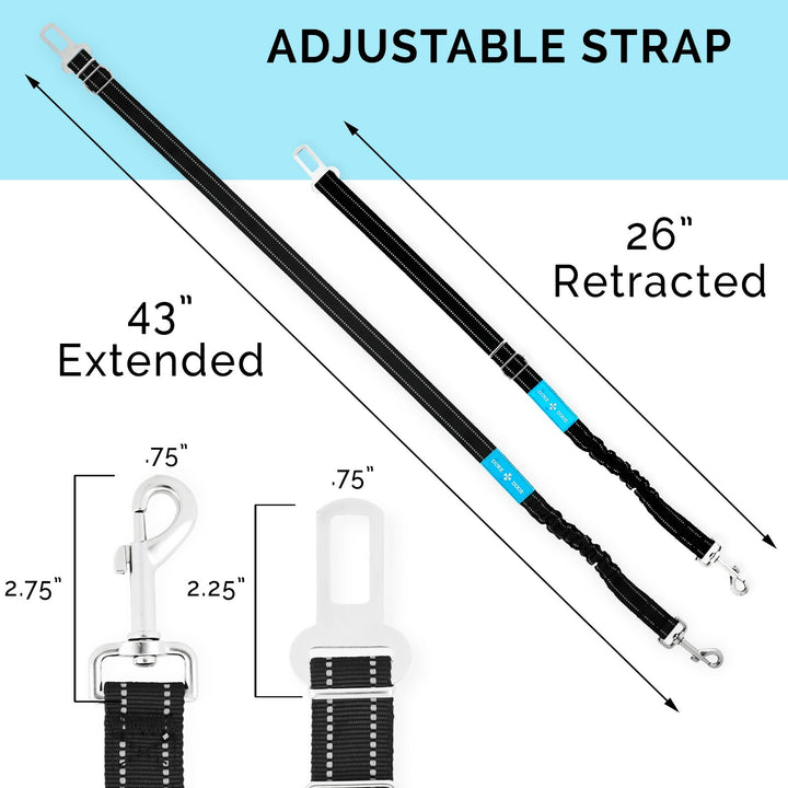 Dog Seat Belt Leash Pet Seatbelt Car ELASTIC Safety Adjustable Harness 2 Pack