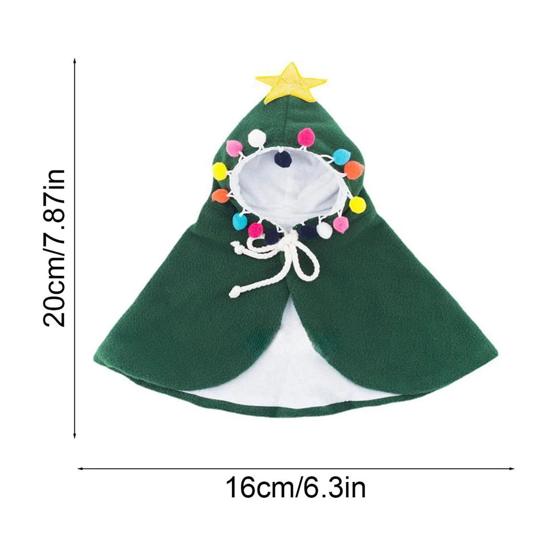 Festive Pet Christmas Tree Costume with Soft Plush Lining Adjustable Cape Holiday Party Outfit for Cats and Small Dogs