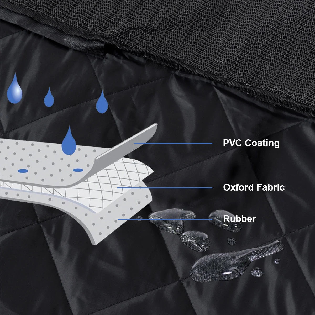 Black Waterproof Pet Front Seat Cover for Cars Nonslip Rubber Backing W/ Anchor