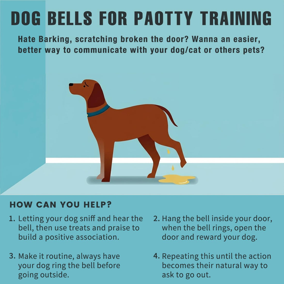 Dog Bells to Go Outside, Premium Quality Potty Training Dog Door Bell, Yarn Handwoven Dog Bell, Adjustable Housetraining Hanging Bell-6 Extra Large Loud 1.5 Doorbells