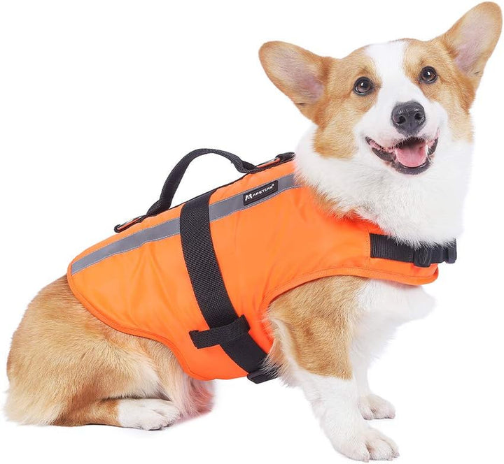 Dog Life Preserver Dog Life Jacket Dog Life Vest Dog Floatation Swimming Vest (Orange 2021, Large)