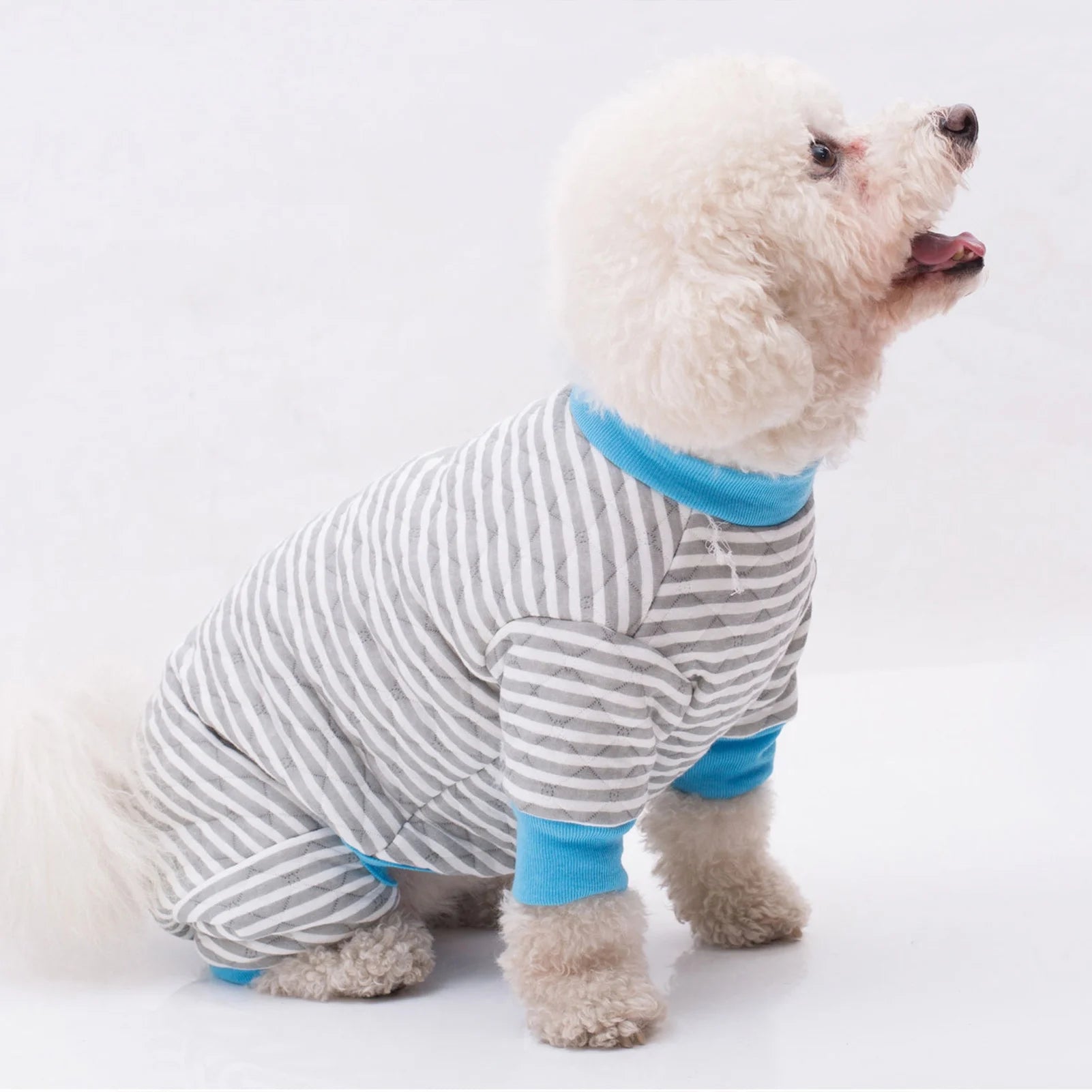 Pet Dog Pajamas Soft Cotton Shirt Jumpsuit Striped Cute Overall Doggy Cat Strip Clothes Comfortable Apparel for Play Sleep