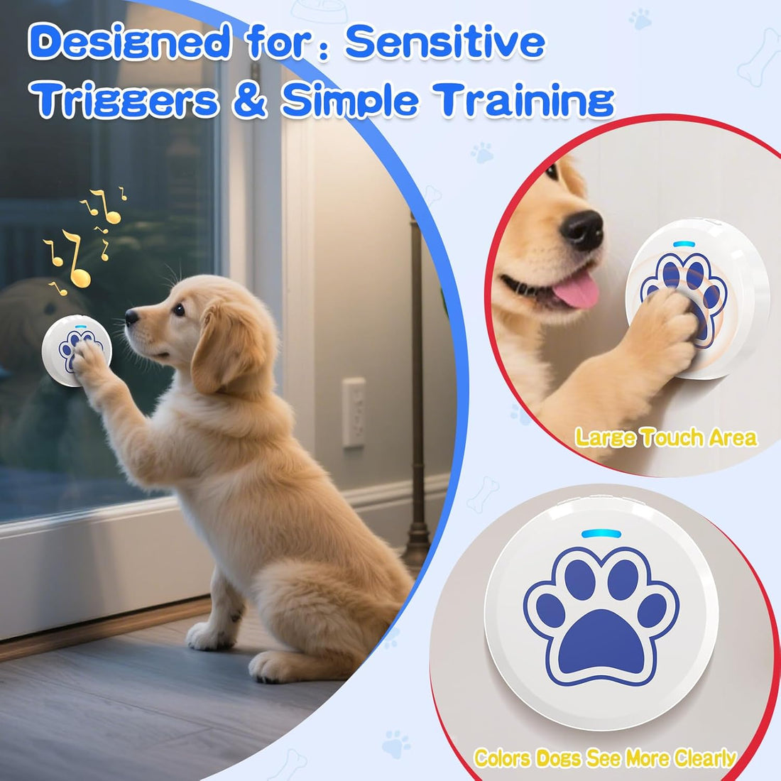 Dog Training Bells for Door - Dog Door Bell for with 28 Custom Sounds | Dog Bell for Door Potty Training | Chew-Proof & Adjustable Volume (0-115Db) | Teach Puppies to Signal to Go Outside