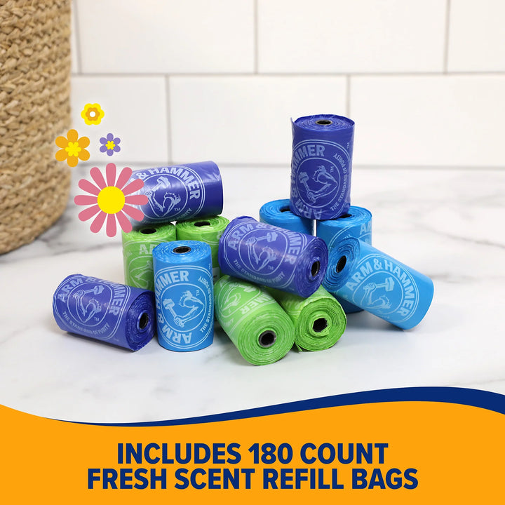 Durable Disposable Fresh Scent Dog Waste Bag Refills, Assorted Colors, 180 Count