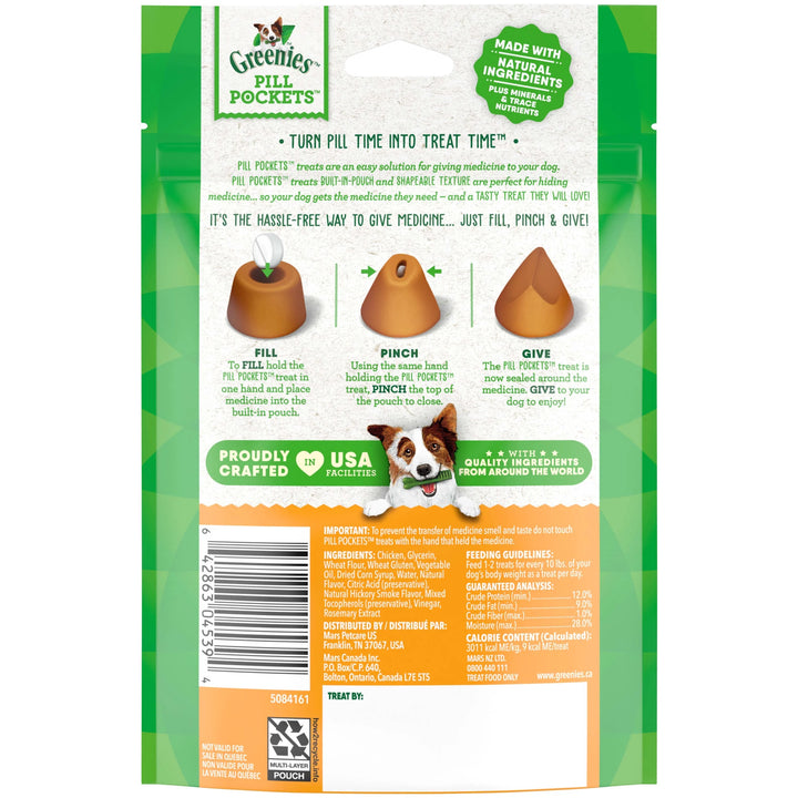 Pill Pockets for Dogs Chicken Flavor Small, Tablet Size Soft Dog Treats, 3.2 Oz, (30 Pk)