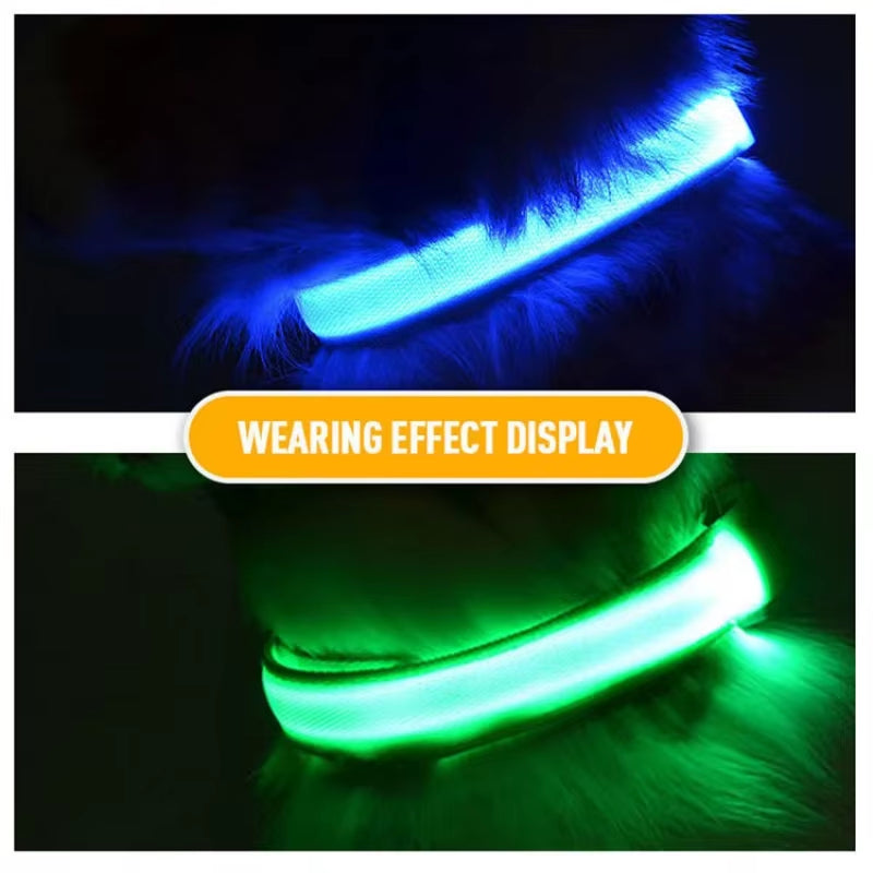 USB Charging LED Dog Collar Dog Safety Night Light 