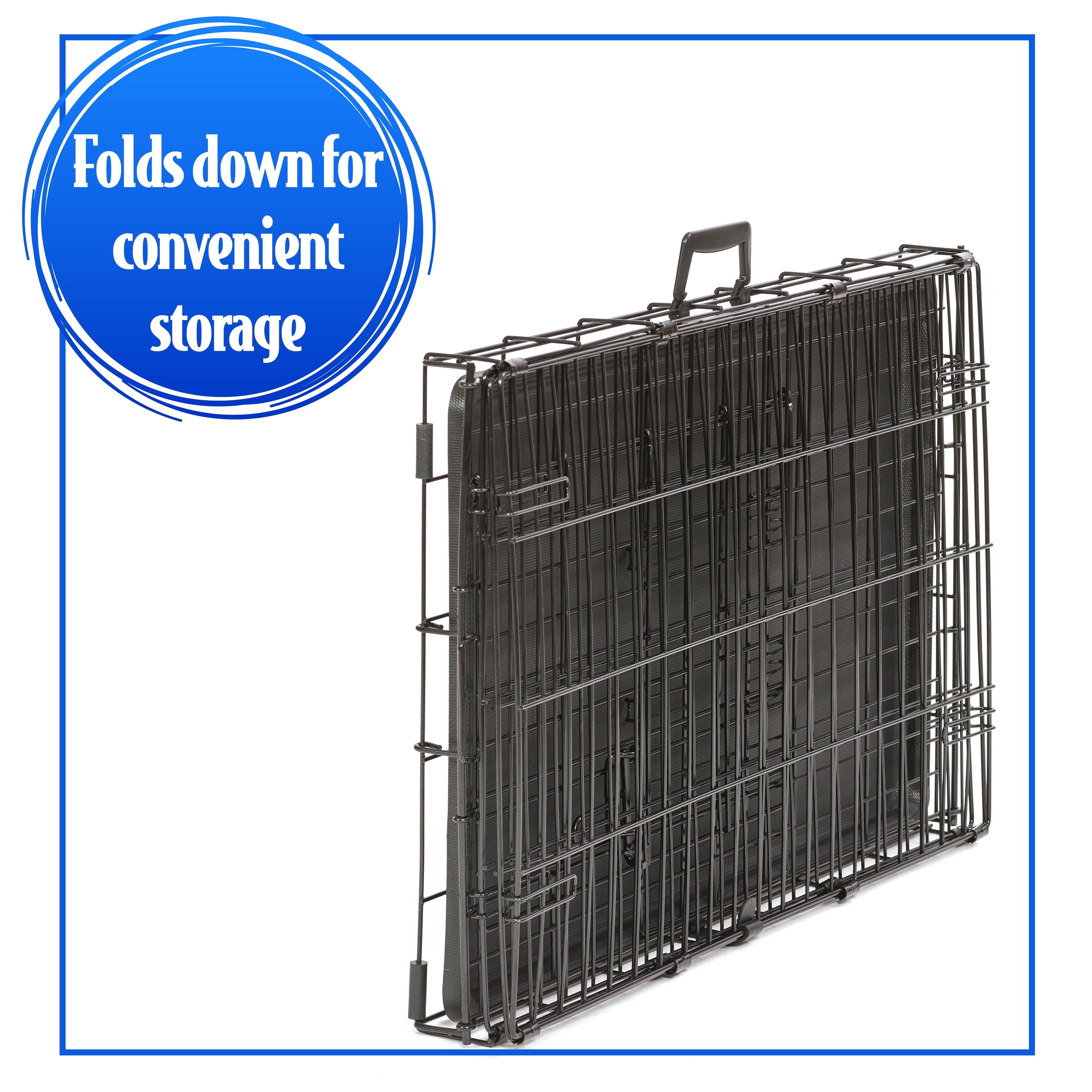 Wire Dog Crate, Single-Door, Divider and Leak-Proof Tray, Metal, Foldable, Durable, Black, 30"