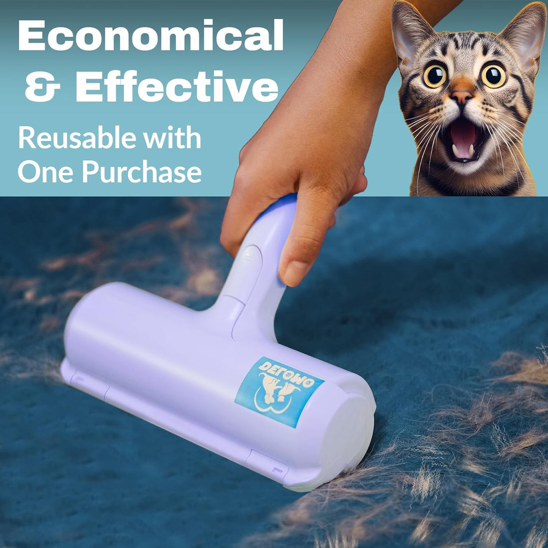 Pet Hair Removal Tool, Pet Hair Remover - Lint Roller for Pet Hair - Cat and Dog Hair Remover for Couch, Furniture, Carpet, Car Seat, Reusable Lint Roller with Fur Bin, Pet Owner Essential