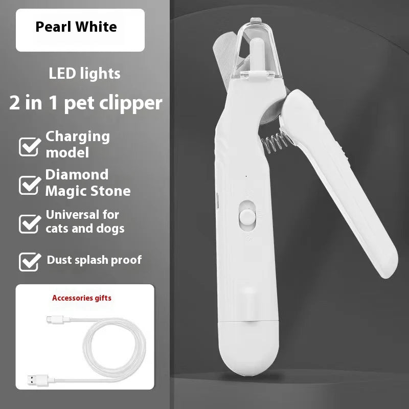 2 in 1 Pet Nail Clippers with Led Light Paw Nail Trimmer Pet Supplies