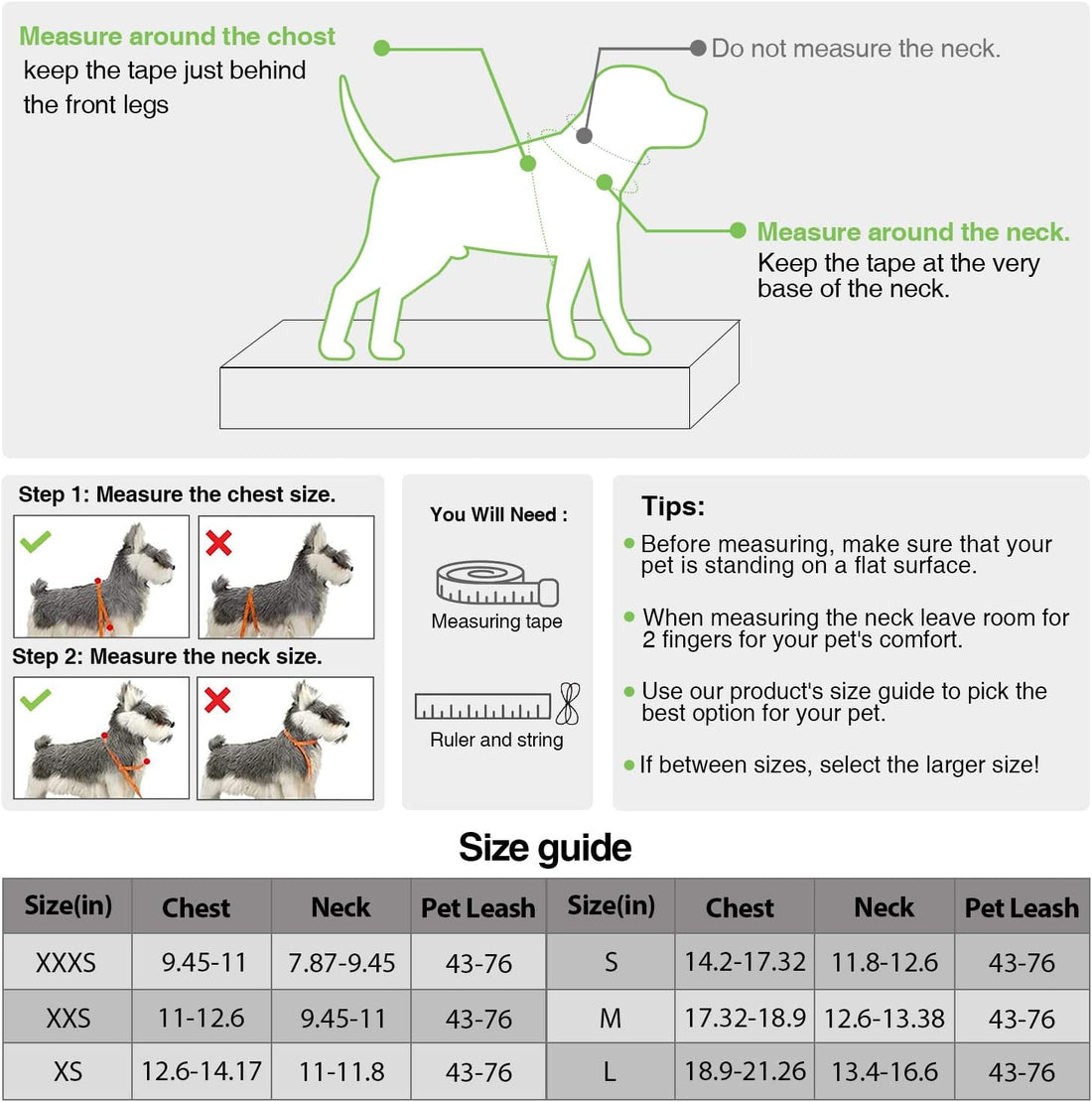 Dog Harness, Dog Harness and Leash Set, Pet Vest Harness, Puppy Cat Vest Harness Escape Proof, Chihuahua Harness, XXS Puppy Harness, Dog Vest Harnesses for Small Dogs Cats (A-1-Green, XXXS)