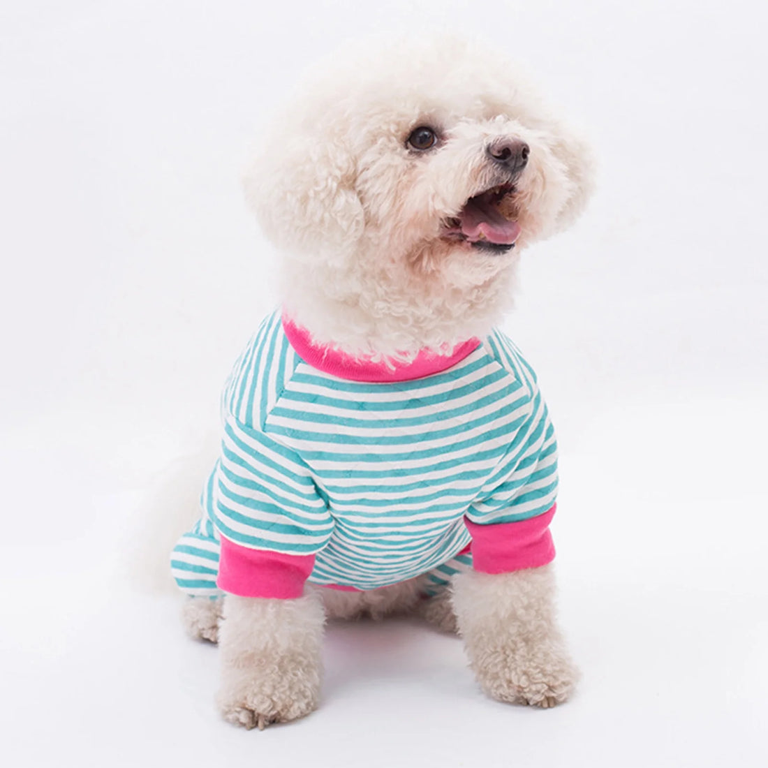 Pet Dog Pajamas Soft Cotton Shirt Jumpsuit Striped Cute Overall Doggy Cat Strip Clothes Comfortable Apparel for Play Sleep