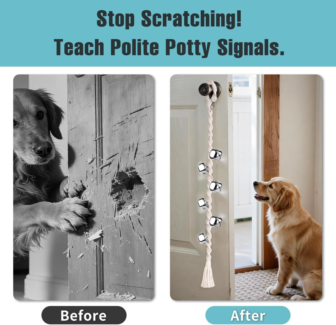 Dog Bells to Go Outside, Premium Quality Potty Training Dog Door Bell, Yarn Handwoven Dog Bell, Adjustable Housetraining Hanging Bell-6 Extra Large Loud 1.5 Doorbells