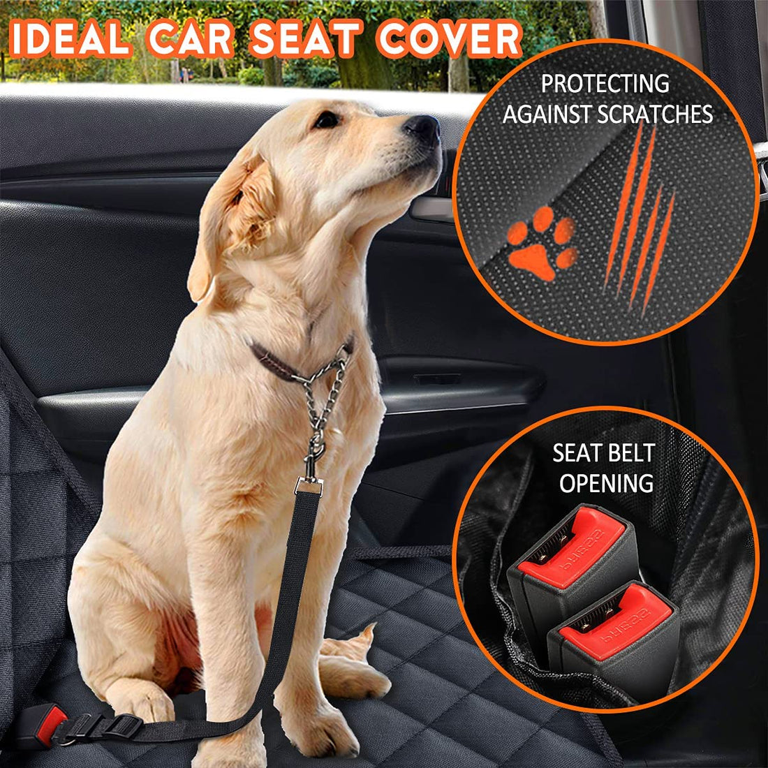 Back Seat Cover for Dogs Pet Car Seat Protector 
