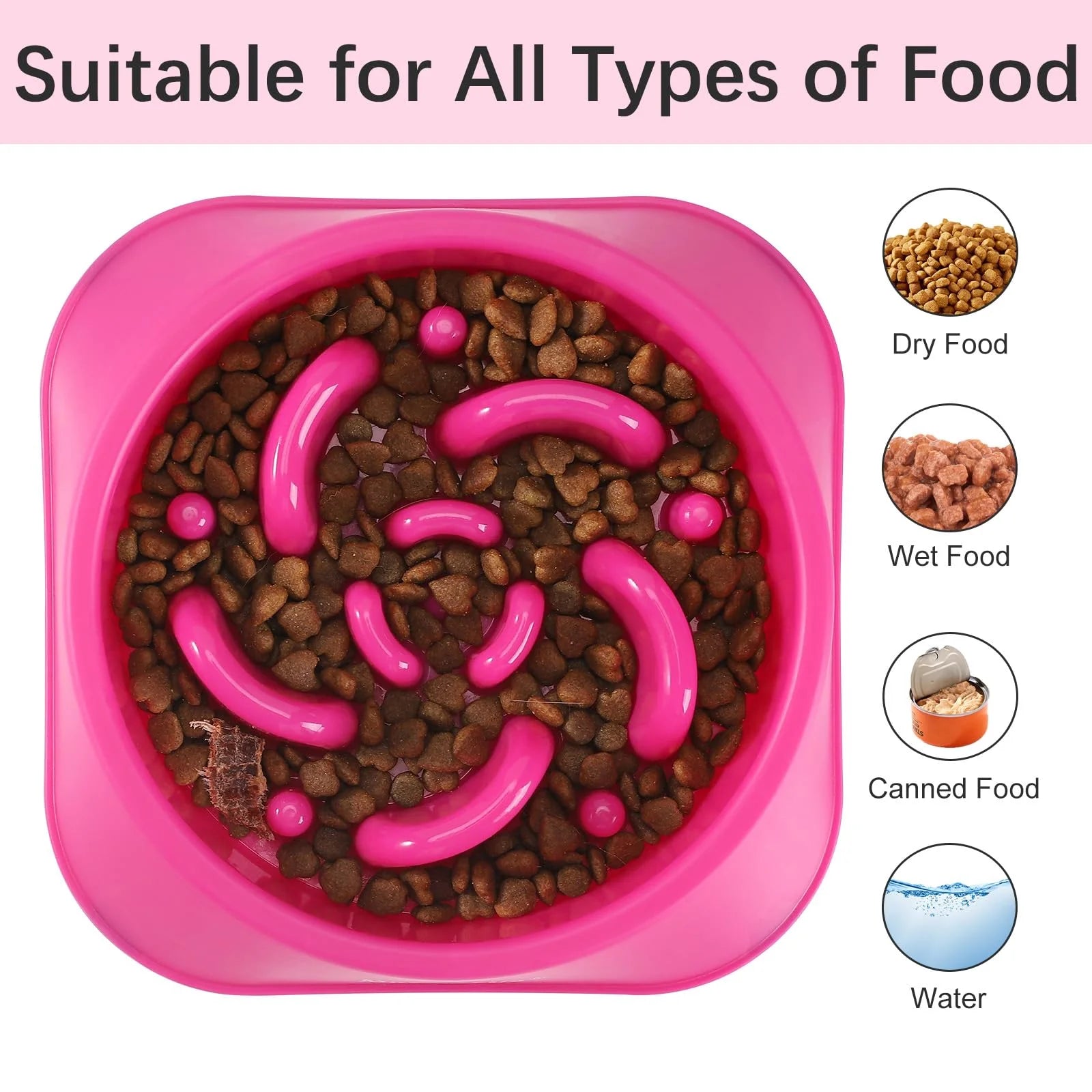 Slow Feeder Dog Bowls, Anti-Choking Puzzle Dog Food Bowls, Non Slip Interactive Dog Feeding Bowls That Slow down Eating, Bloat Stop Maze Dog Dishes Dog Feeder for Medium Large Breeds Purple