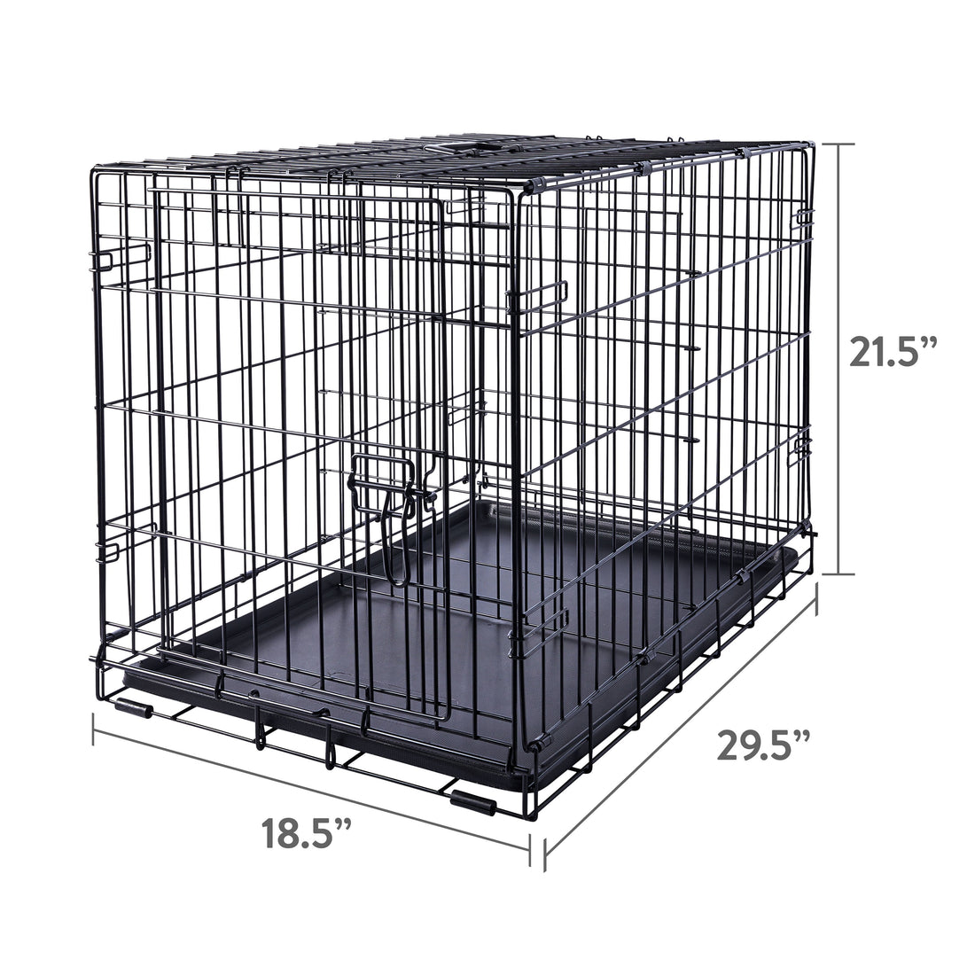 Wire Dog Crate, Single-Door, Divider and Leak-Proof Tray, Metal, Foldable, Durable, Black, 30"