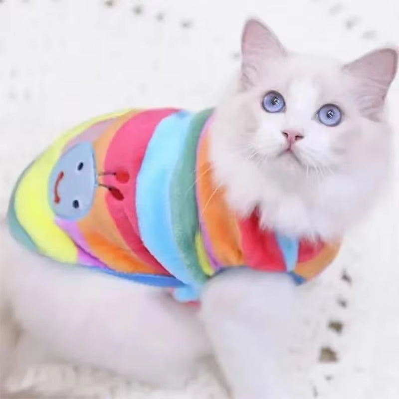 Cartoon Fleece Pet Cat Clothes Winter Warm Pet Dog Vest Puppy Cat Sweater Dog Clothes for Small Dogs Cats Coat Jacket Pet Outfit