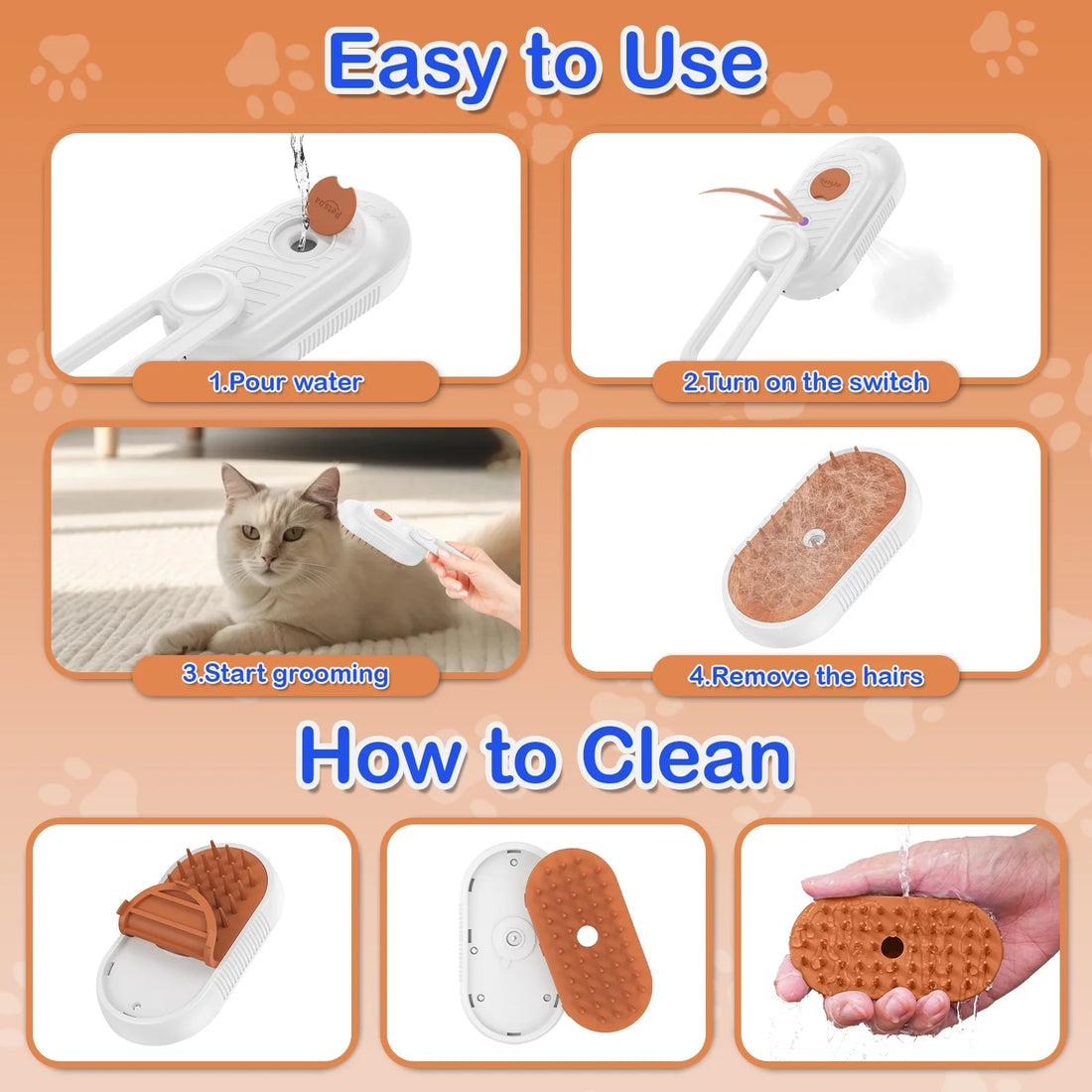 Cat Steam Brush for Shedding Dog Brush 