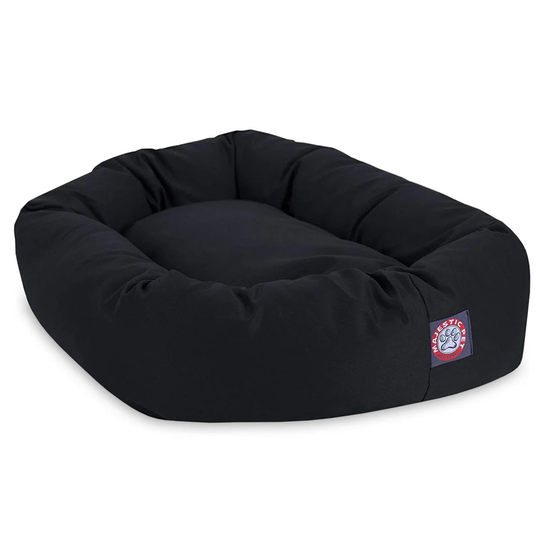 Poly/Cotton Bagel Pet Bed for Dogs, Calming Dog Bed Washable, Small, Black