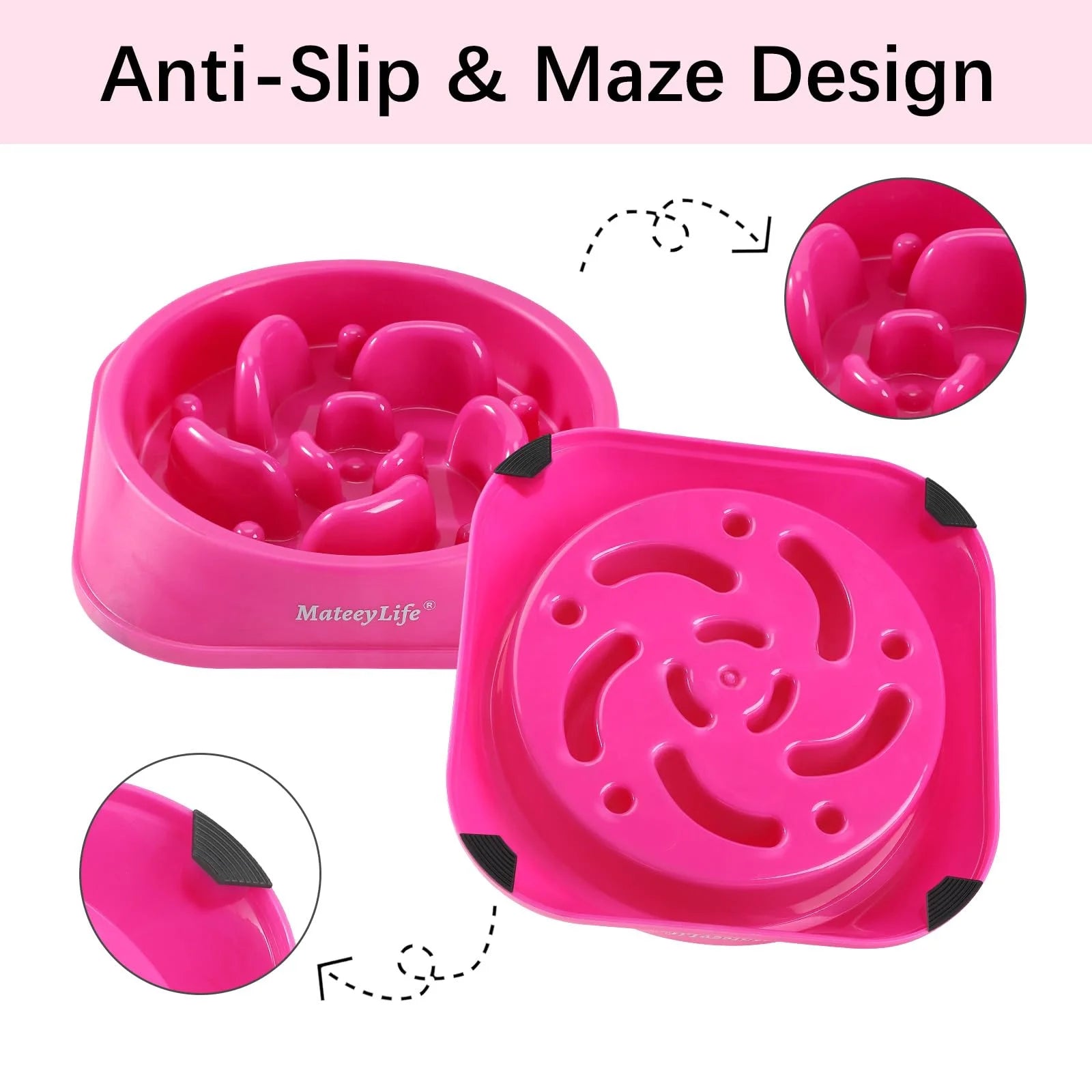 Slow Feeder Dog Bowls, Anti-Choking Puzzle Dog Food Bowls, Non Slip Interactive Dog Feeding Bowls That Slow down Eating, Bloat Stop Maze Dog Dishes Dog Feeder for Medium Large Breeds Purple