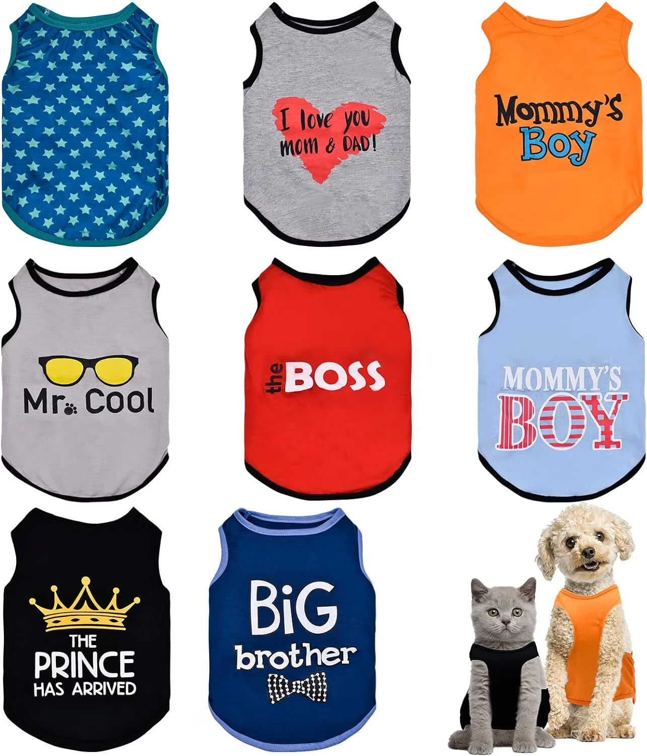 8 Pack Dog Clothes for Small Dogs Boy and Girl