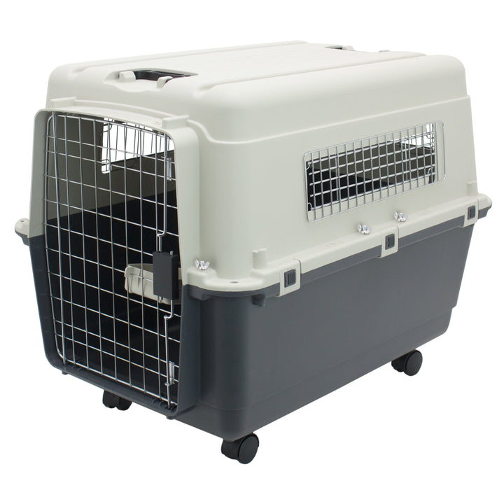 Airline Approved Plastic Dog Kennel with Wheels, Large