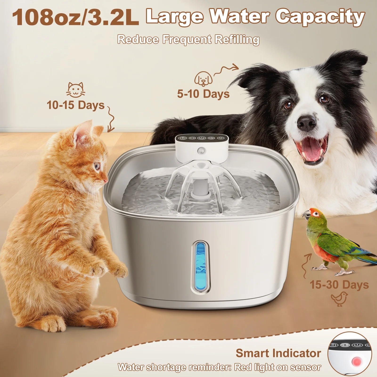 Wireless Cat Water Fountain Battery Operated