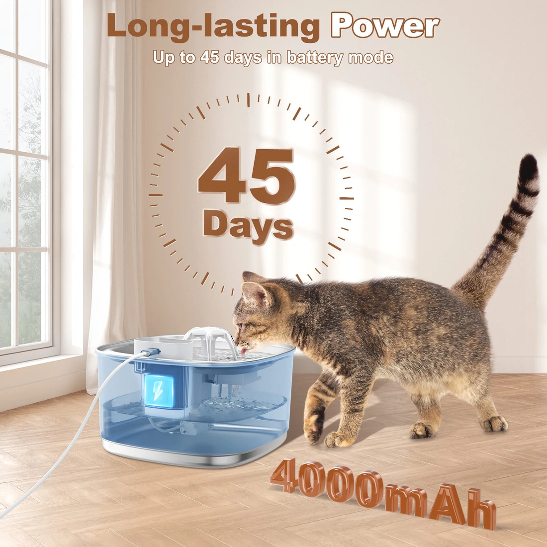 Wireless Cat Water Fountain Battery Operated