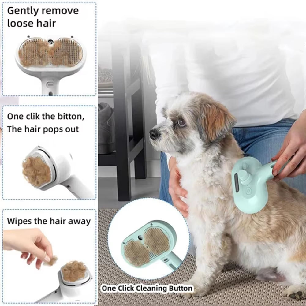 Pet Clean Steam Spray Dog Grooming Brush 