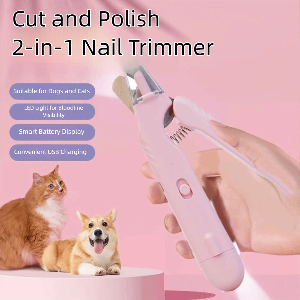 2 in 1 Pet Nail Clippers with Led Light Paw Nail Trimmer Pet Supplies