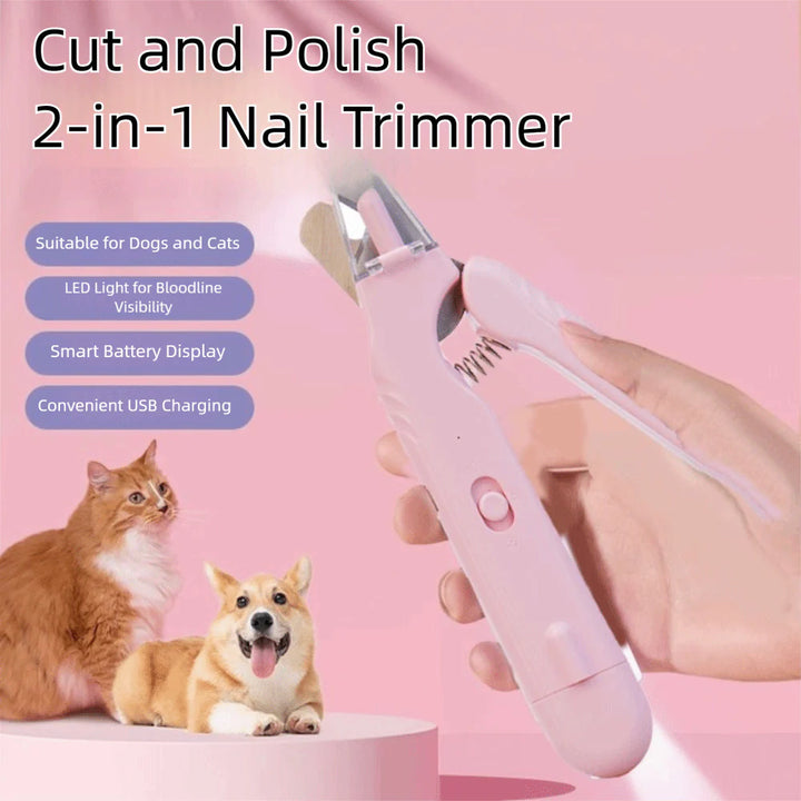2 in 1 Pet Nail Clippers with Led Light Paw Nail Trimmer Pet Supplies