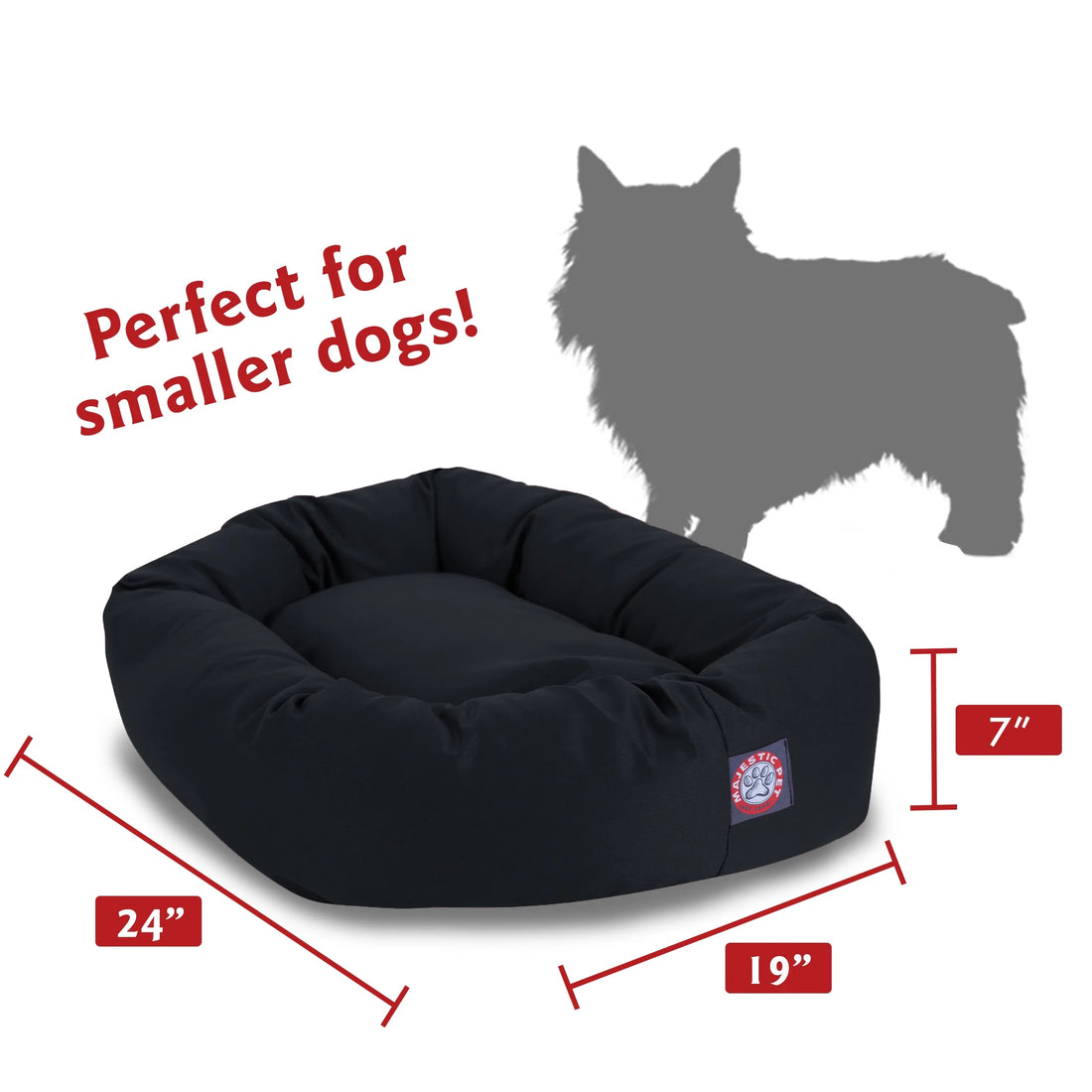 Poly/Cotton Bagel Pet Bed for Dogs, Calming Dog Bed Washable, Small, Black