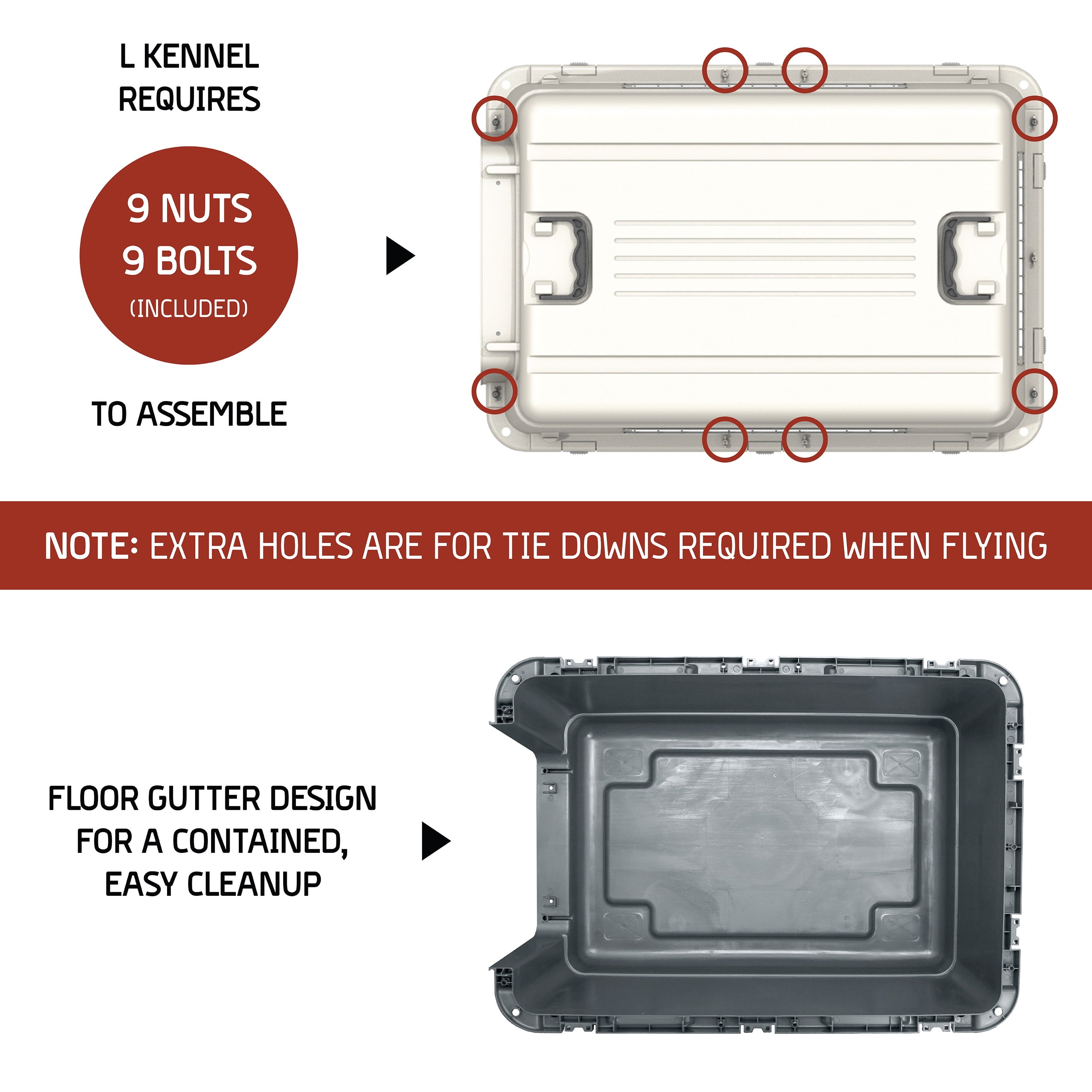Airline Approved Plastic Dog Kennel with Wheels, Large