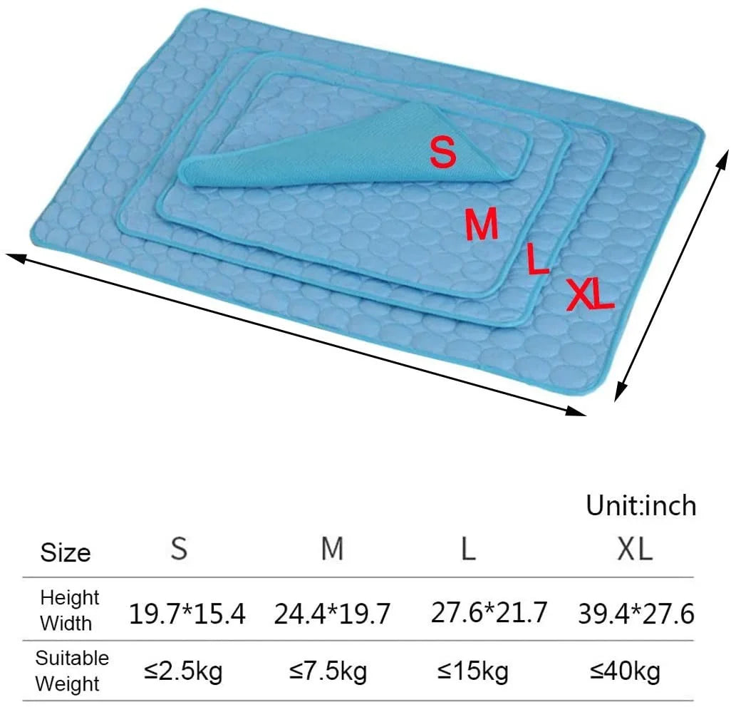 Summer Cooling Mat for Dogs,Ice Silk Pet Self Cooling Mat for Sleeping Indoor (19.7X24.4" , Blue)