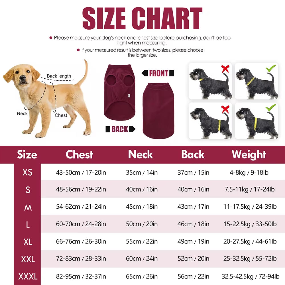 Soft Fleece Dog Clothes Sweater Winter Warm Dogs Pajamas Super Soft Pet Clothing Dogs Home Indoor Clothes for Medium Large Dogs